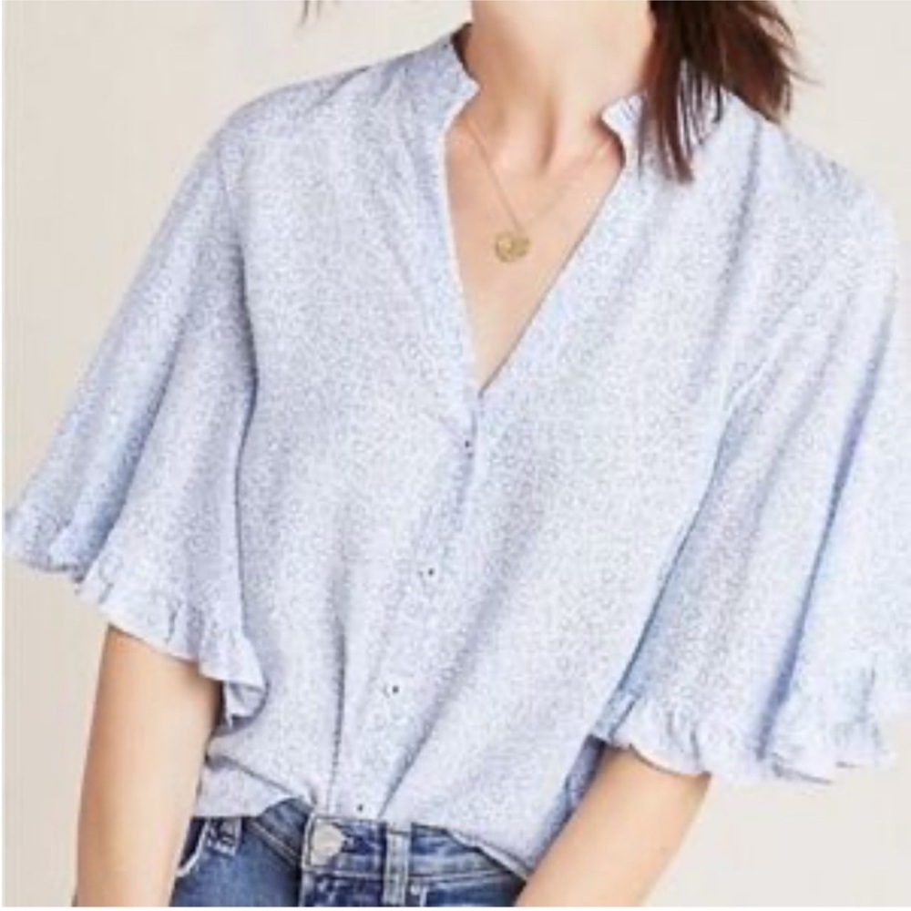 Anthropologie Maeve Flutter Sleeve Top xs